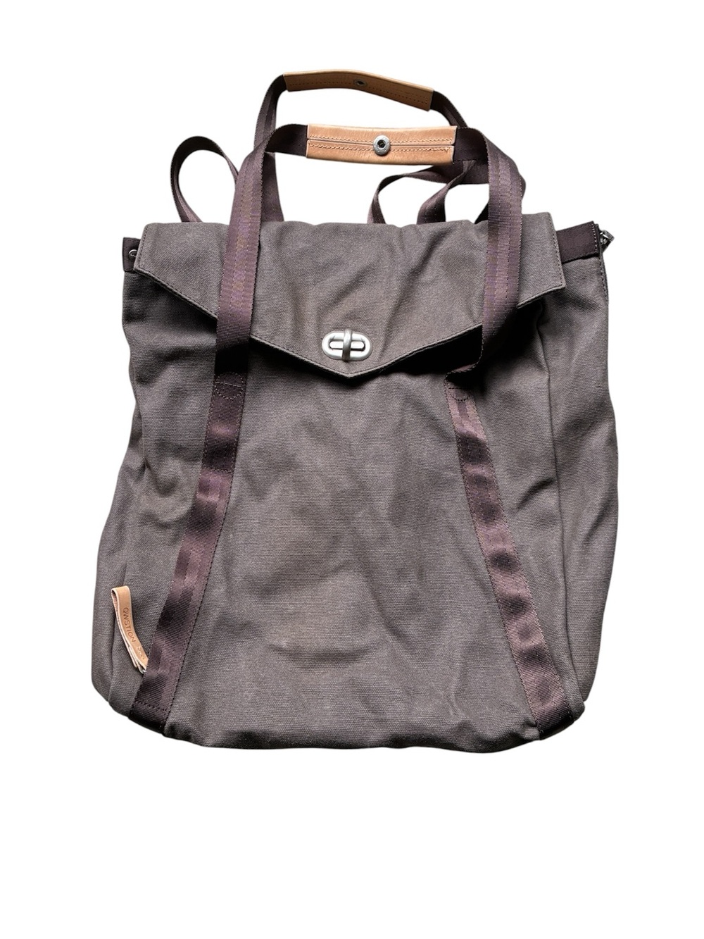 Qwstion Switzerland Unisex Brown Canvas Convertible Tote Backpack Bag